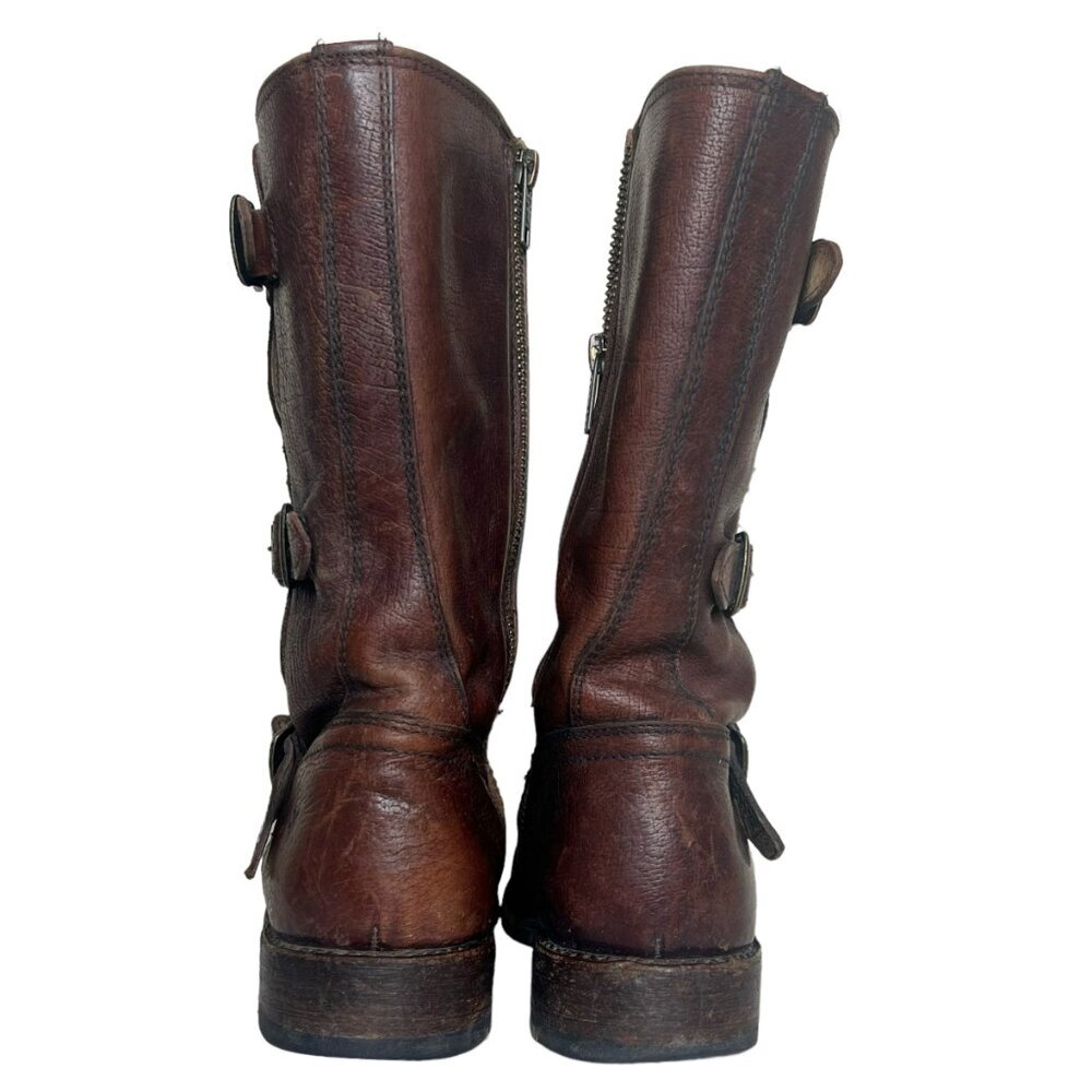 Frye Brown Leather Jayden Moto Boots - Picture 5 of 12
